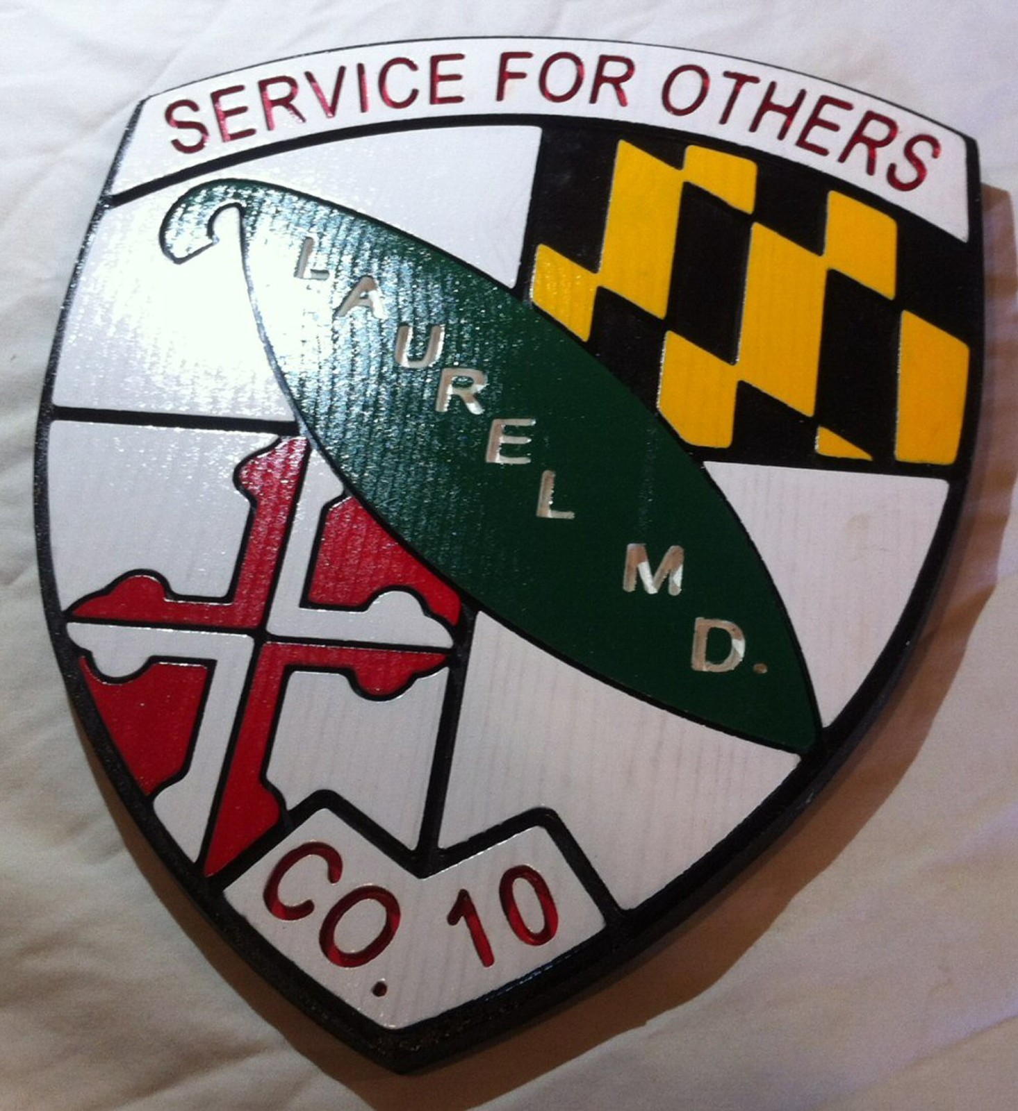 Fire Department Laurel MD 3D routed wood patch plaque EMS sign Custom