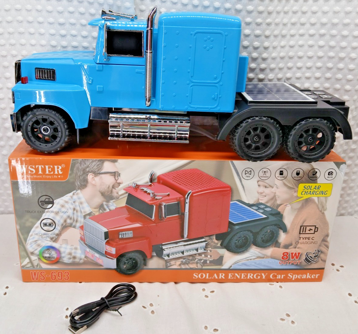 NEW BIG SEMI TRUCK SOLAR BLUETOOTH SPEAKER WSTER FM RADIO USB LOUD 