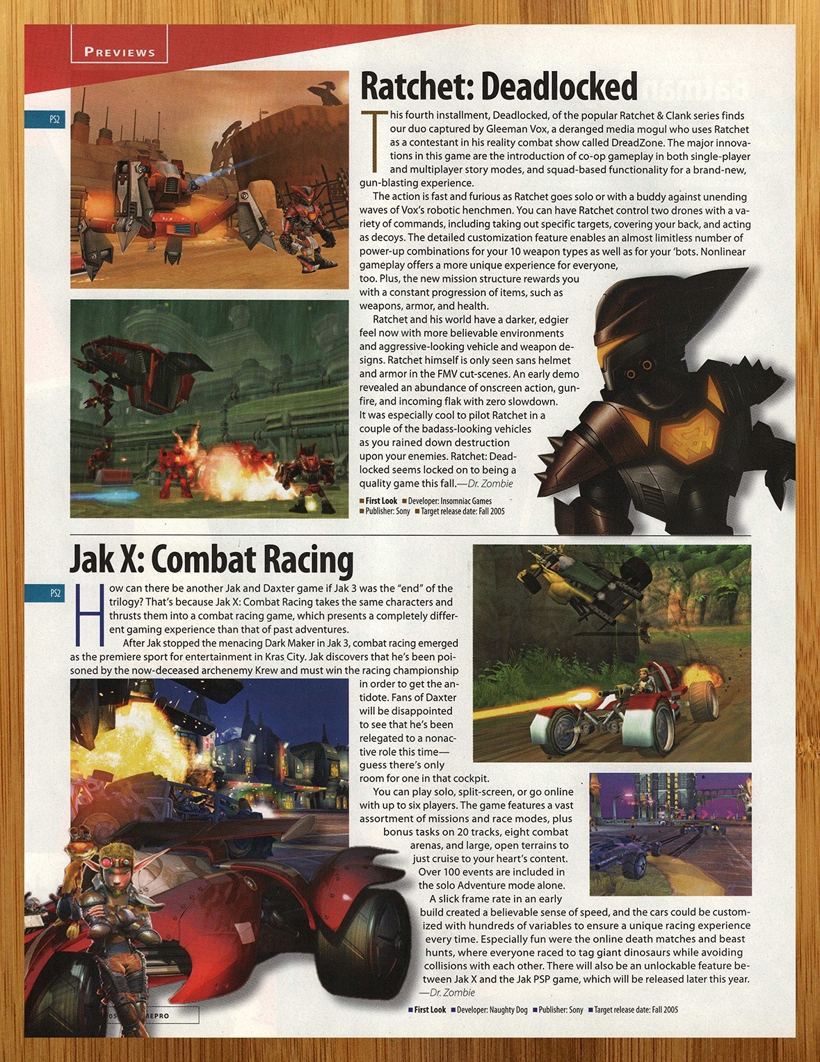 2005 Ratchet Deadlocked/Jak X Combat Racing Playstation 2 PS2 Print Ad/Poster