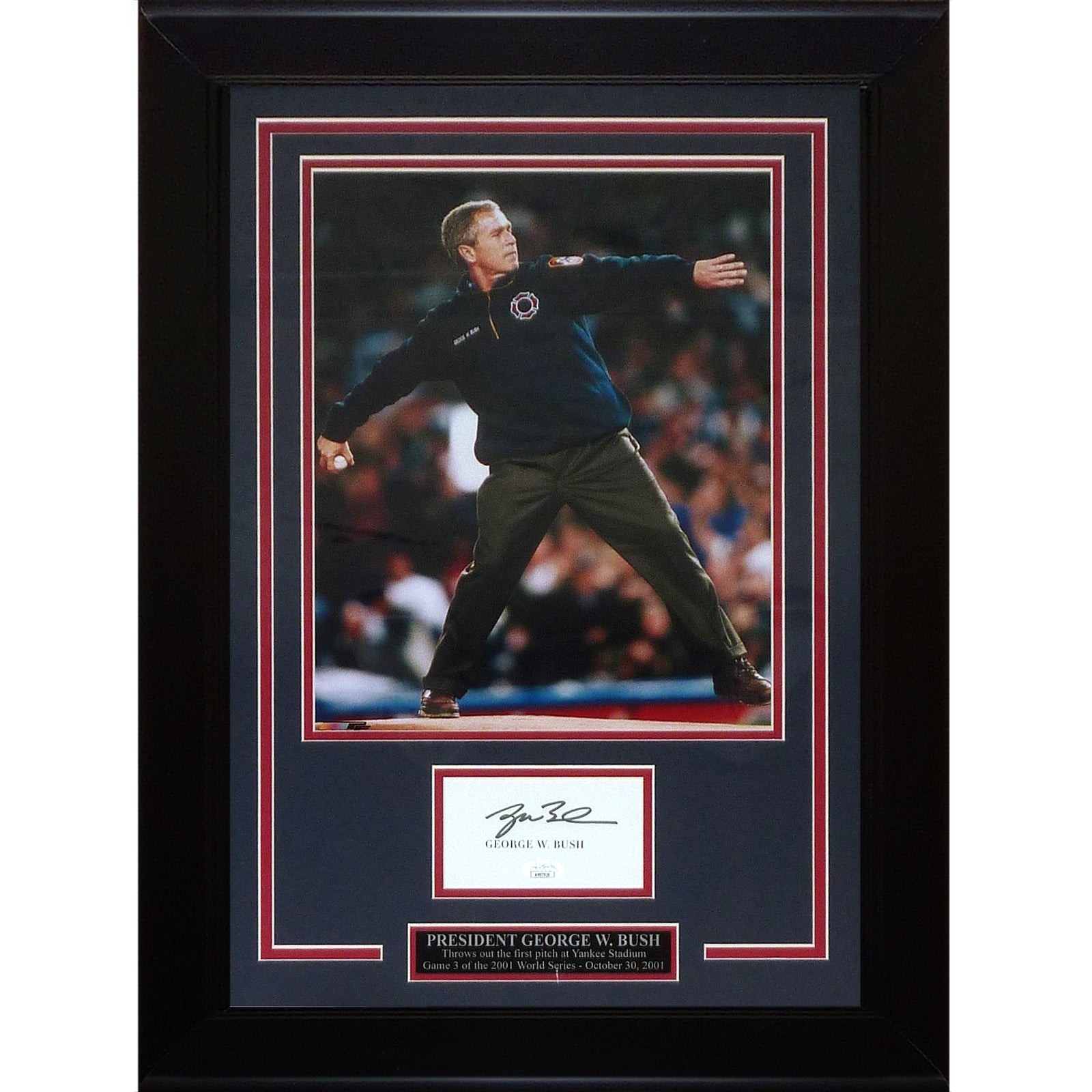 President George W. Bush Throwing out First Pitch Deluxe Framed 11x14 Photo with