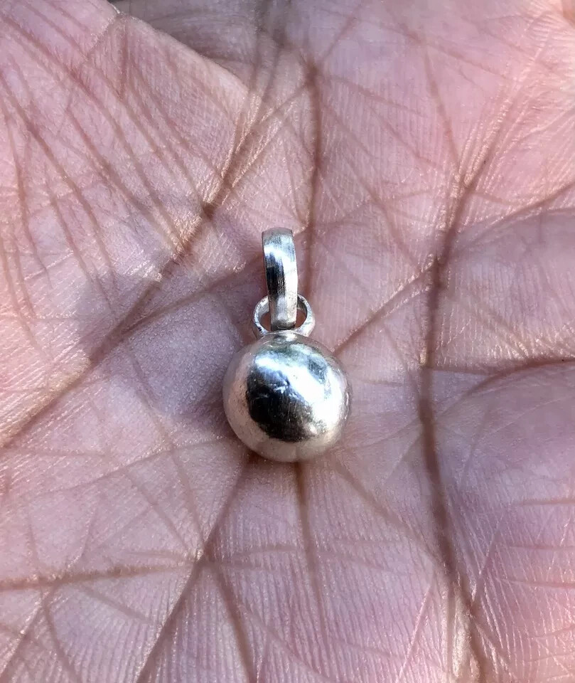 999 Pure Silver Hindu Religious Solid Silver Ball Pendant Locket 5-6 gm for Rahu