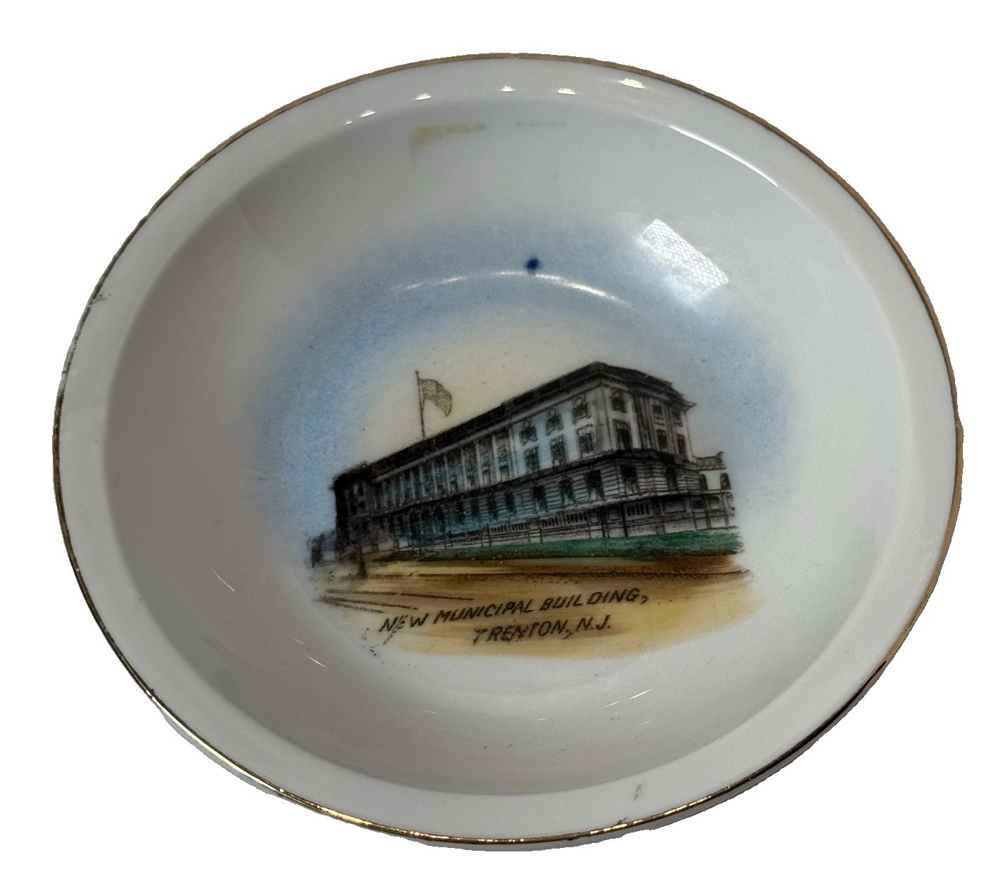 MUNICIPAL BUILDING - TRENTON NJ NEW JERSEY Souvenir Trinket ANTIQUE CHINA DISH