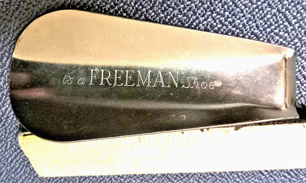 Vintage Freeman Shoes Advertising Metal Shoehorn 