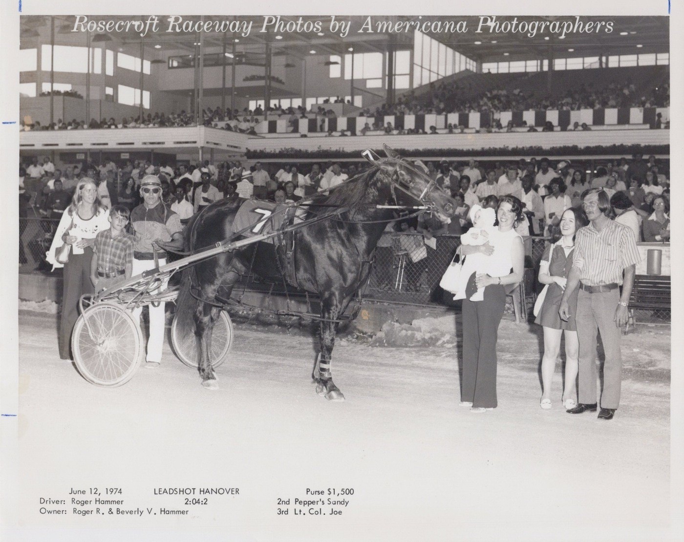 Leadshot Hanover Rosecroft Raceway MD Roger Hammer 1974 - Harness Racing Photo