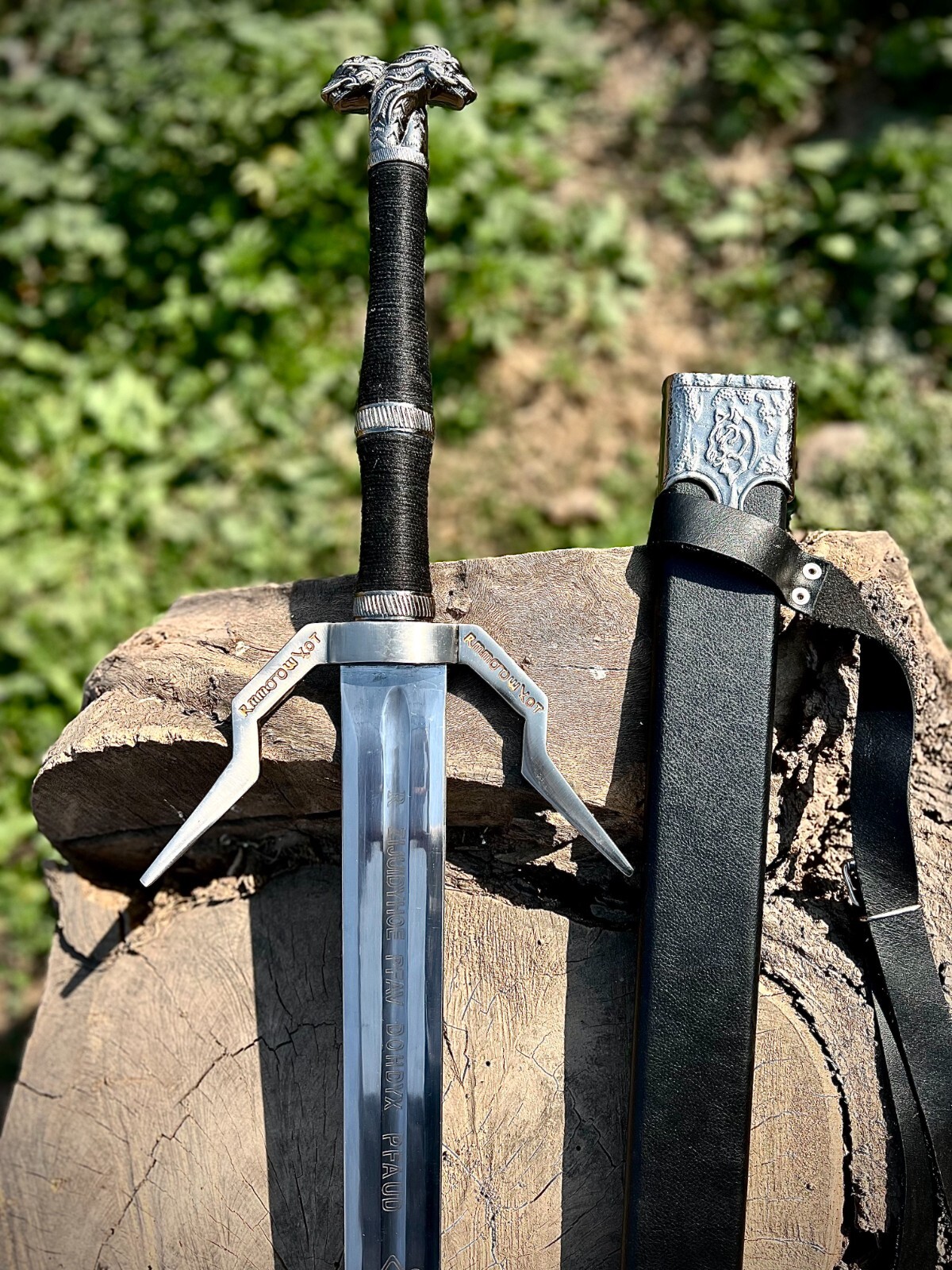 custom Handmade Carbon Steel Witcher Sword, Geralt of Rivia, Feline sword