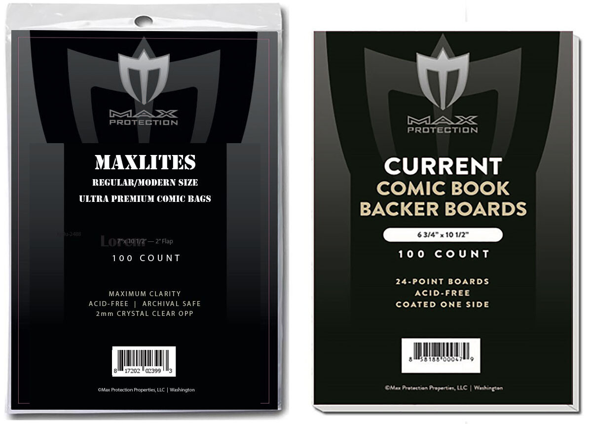 200 MaxLites 2 Regular / Modern Size Super Clear Comic Bags / Boards