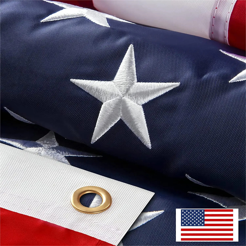 US American Flag Heavy Duty Luxury Embroidered Stars Sewn Stripes Grommets Nylon