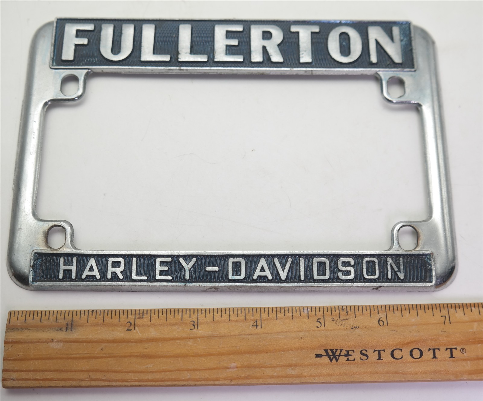 Vtg 1990's Fullerton Harley-Davidson all metal Motorcycle license plate frame