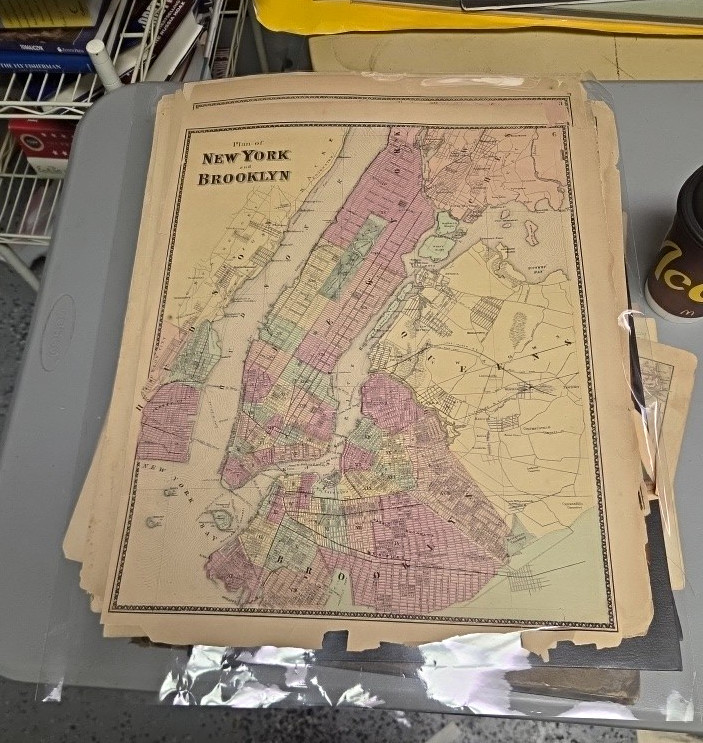 1883 Antique Map Plan NEW YORK & BROOKLYN Vintage Map Print U.S. Beers map