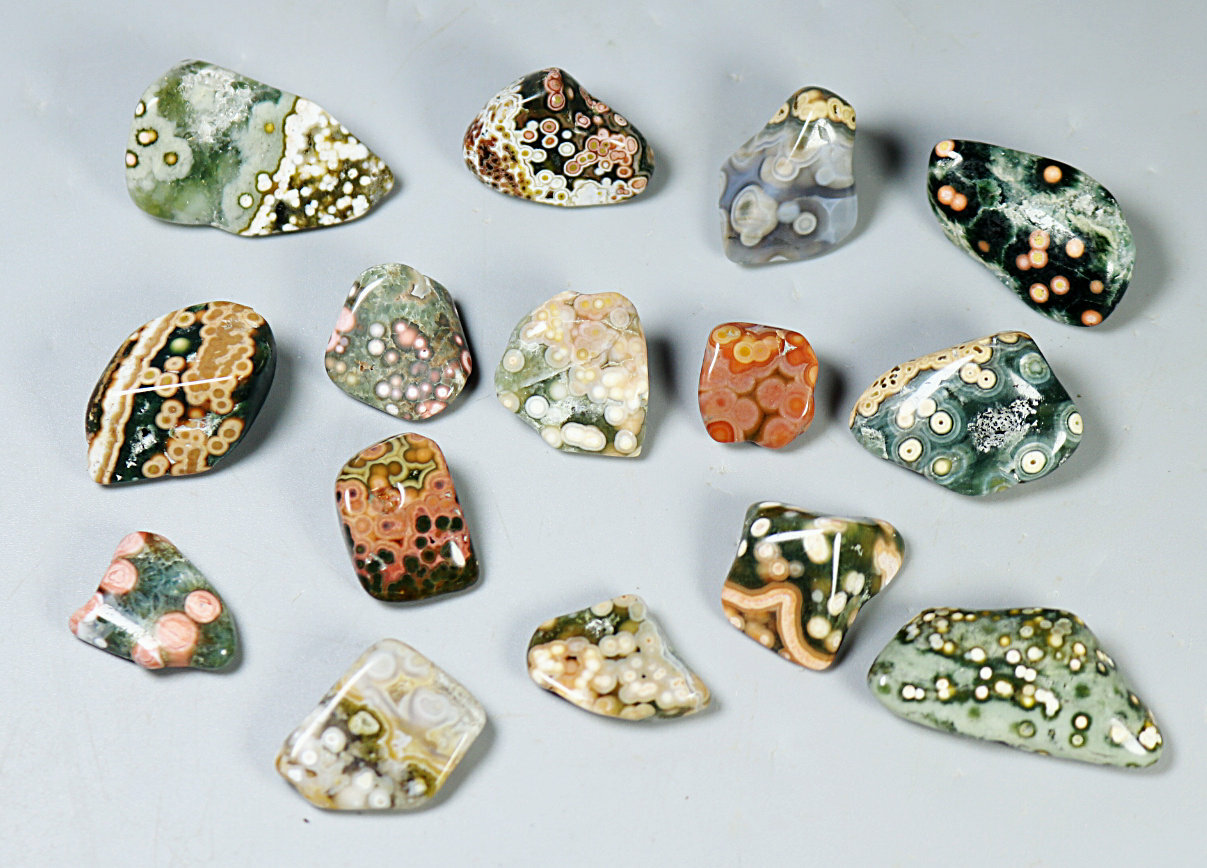 15pcs Amazing Ocean Jasper Crystal Agate Round Pendant Jasper Reiki Stone