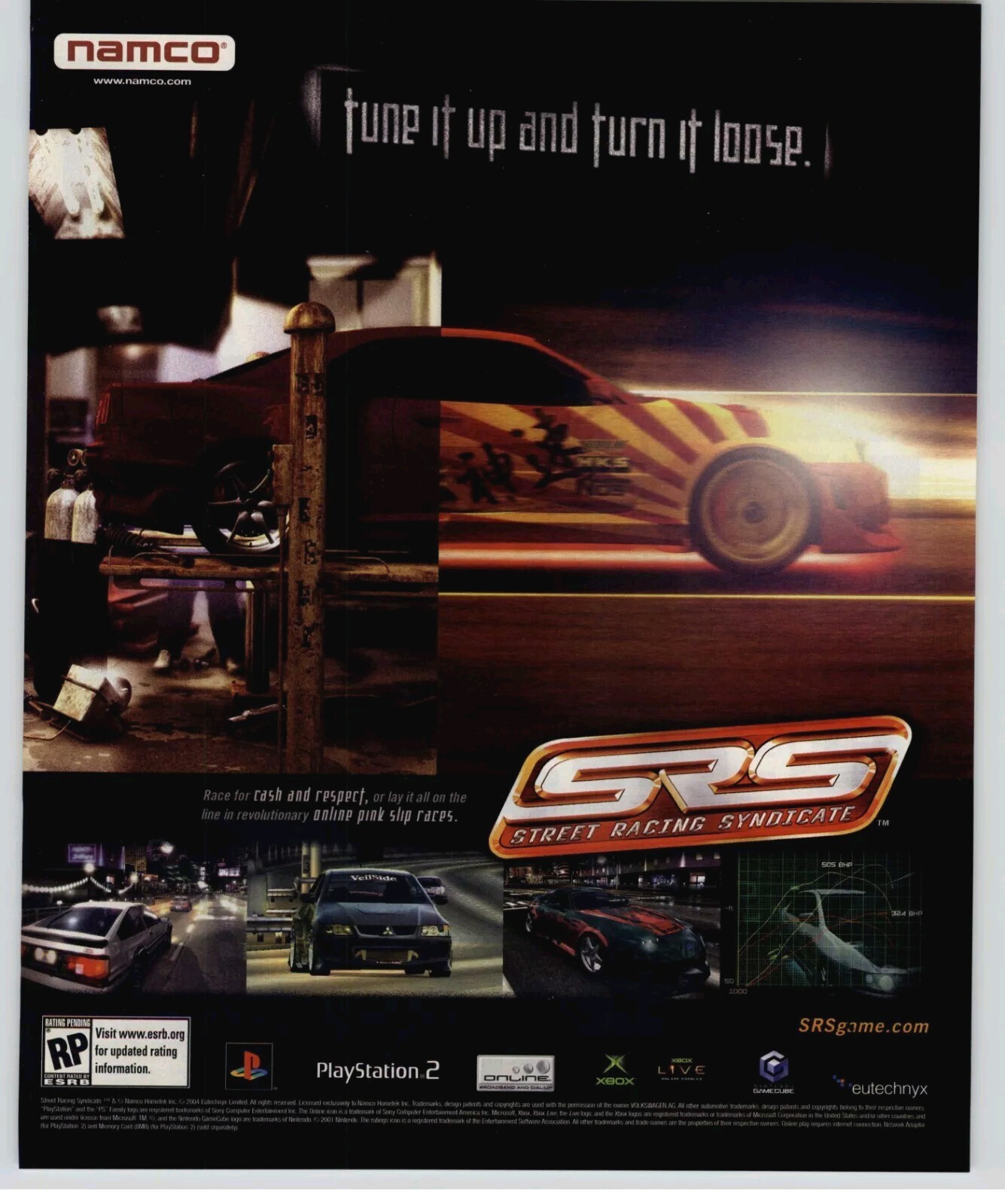2004 Street Racing Syndicate SRS PlayStation 2 Vintage Video Game  Print Ad Art 
