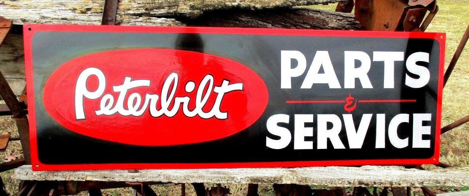 Vintage PETERBILT PARTS SERVICE sign Dealership Shop Garage KENWORTH Trucking p@