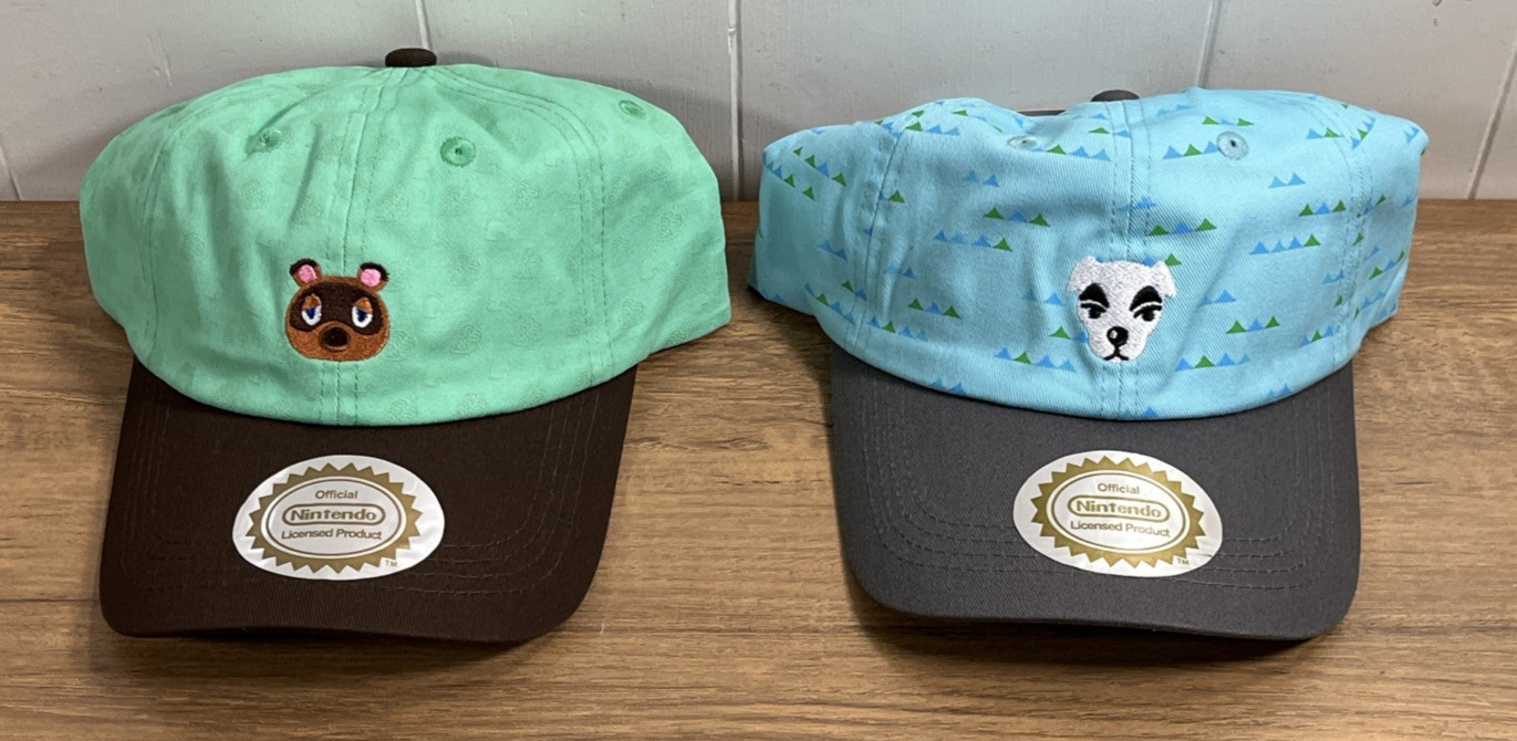 2 Nintendo Official Animal Crossing Tom Nook & K.K Baseball Caps Controller Gear