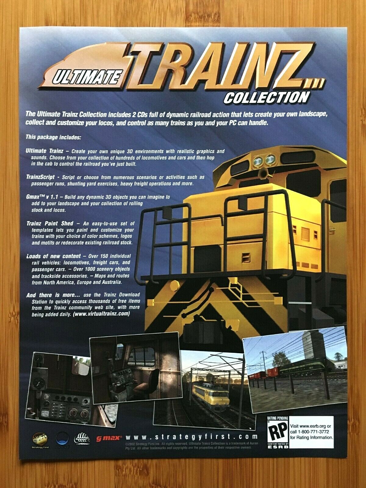 Trainz Ultimate Collection PC 2003 Print Ad/Poster Railroad Trains Sim Game Art