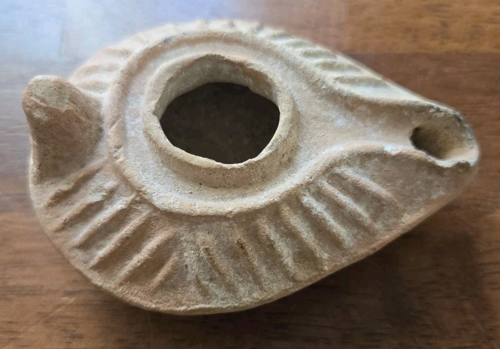 Vintage Byzantine Roman Terracotta Oil Lamp