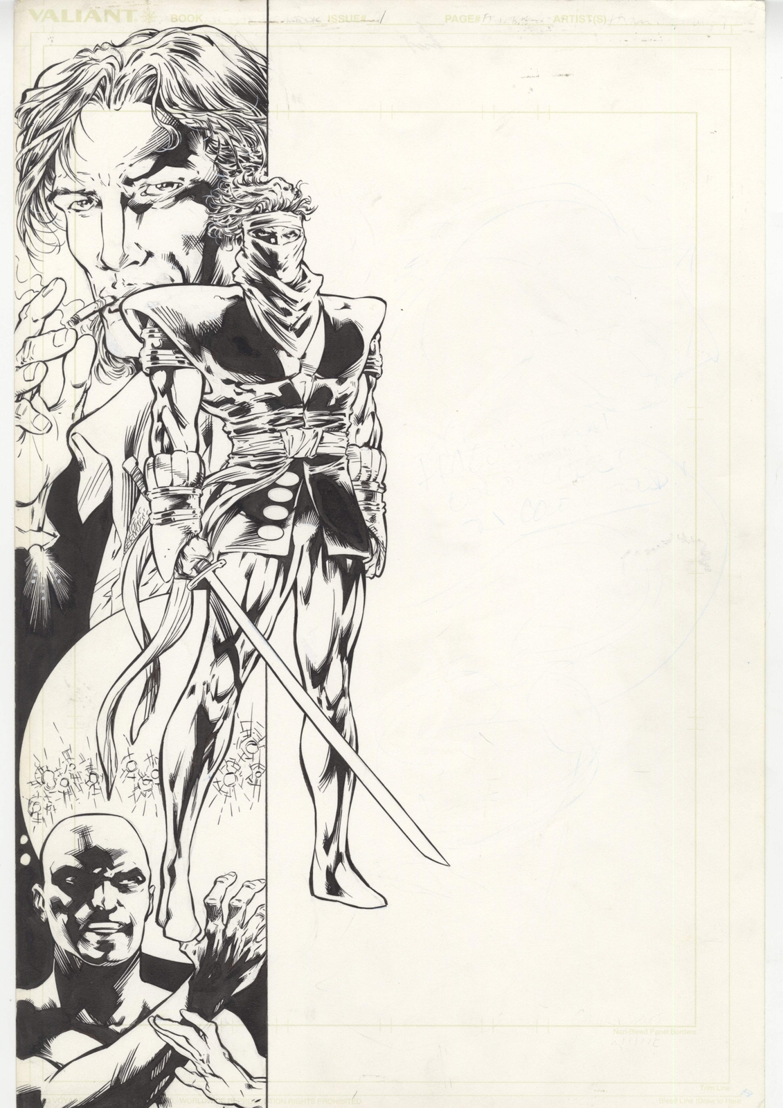 Ninjak Yearbook Frontspiece Art Valiant Comics by Bryan Hitch