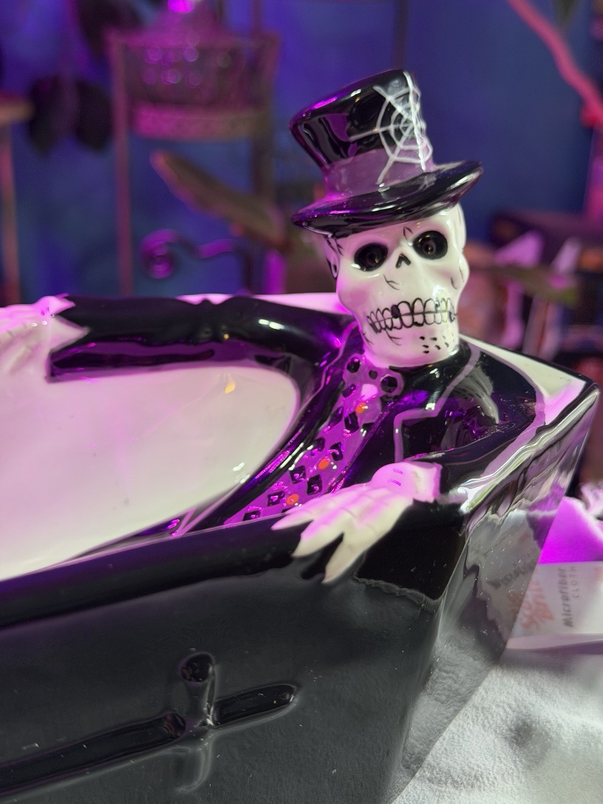 RETRO-HALLOWEEN K-Mart TOTALLY GHOUL Papa Legba Coffin Candy Bowl 10.5\