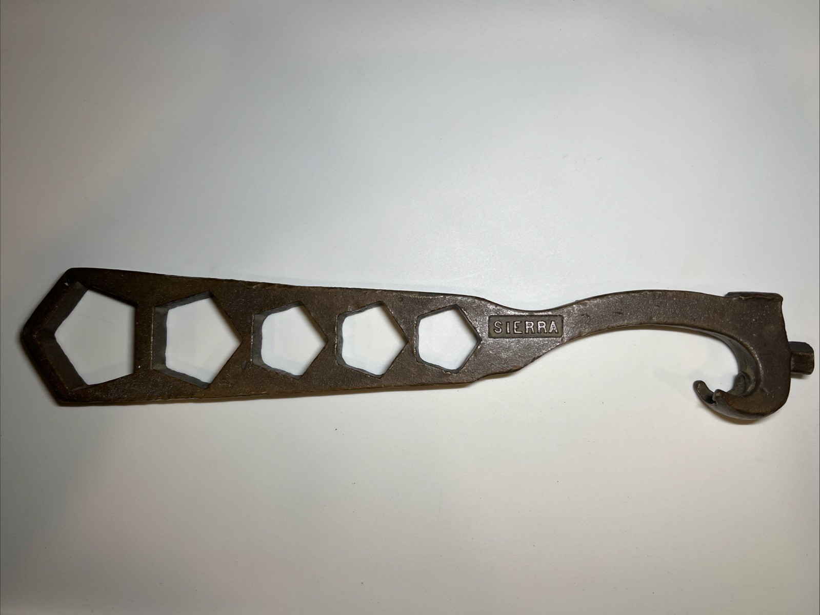 Vintage Sierra Bronze Fire Hydrant Spanner Wrench – 14” 5-Hole Firefighter Tool