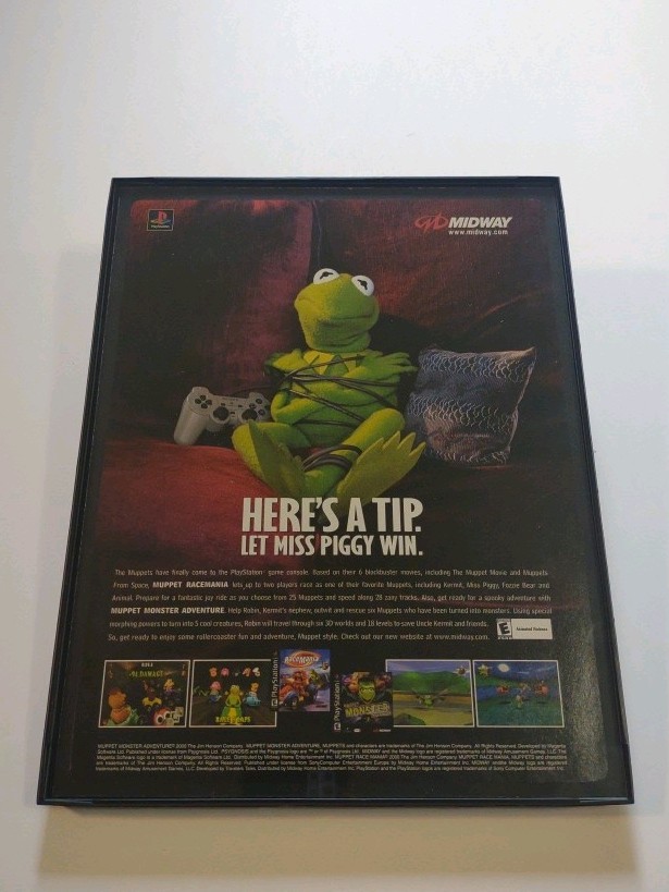 Muppets Race Mania PlayStation PS1 Miss Piggy Print Ad/Poster Framed 11.25x8.75