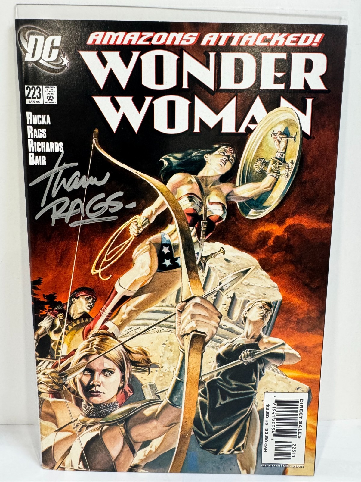 Wonder Woman #223 Rags Morales SIGNED COA Infinite Crisis DC 2006 NM