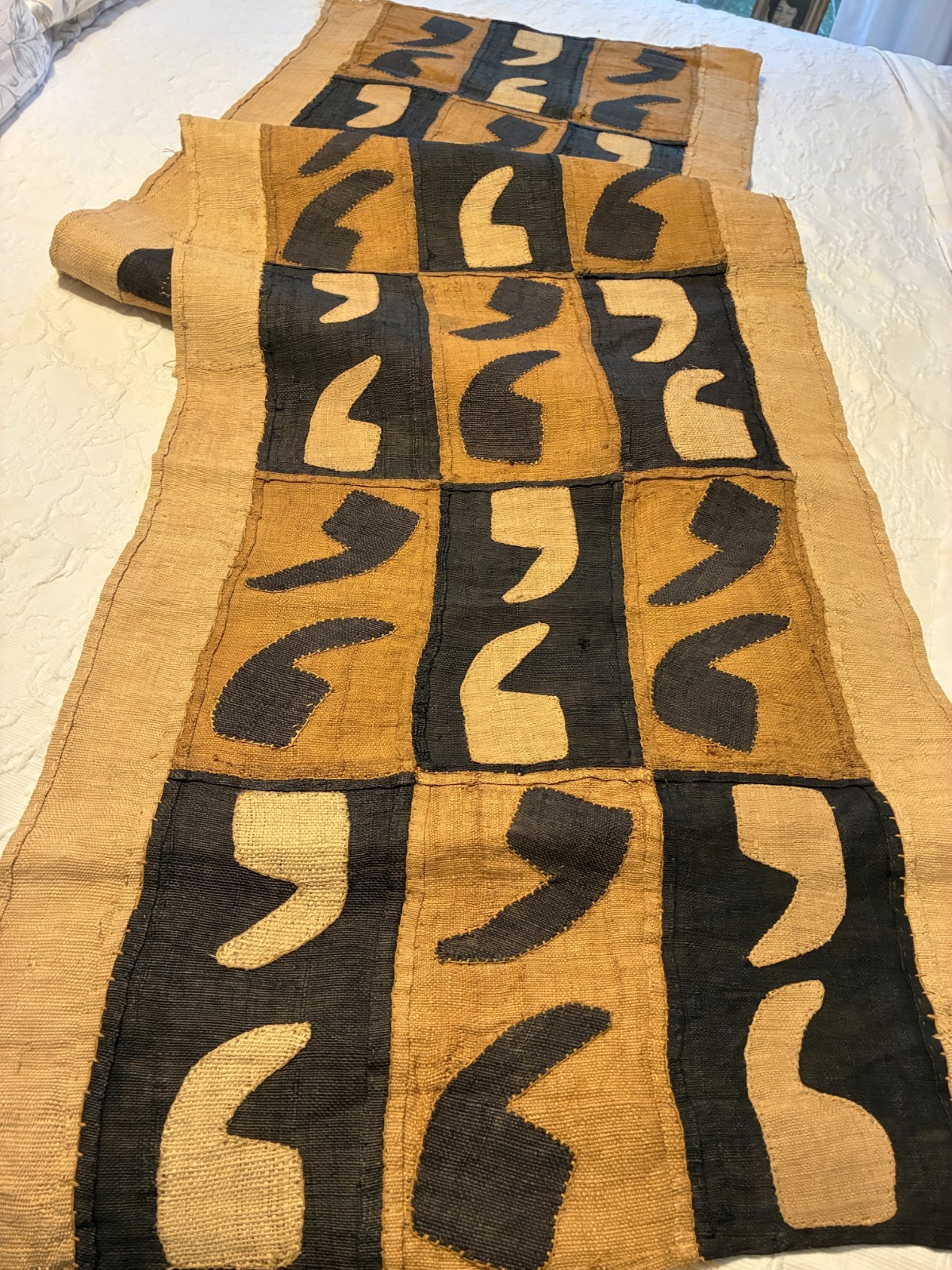 Original African Kuba Textile Raffia Cloth Handmade Natural Woven 20
