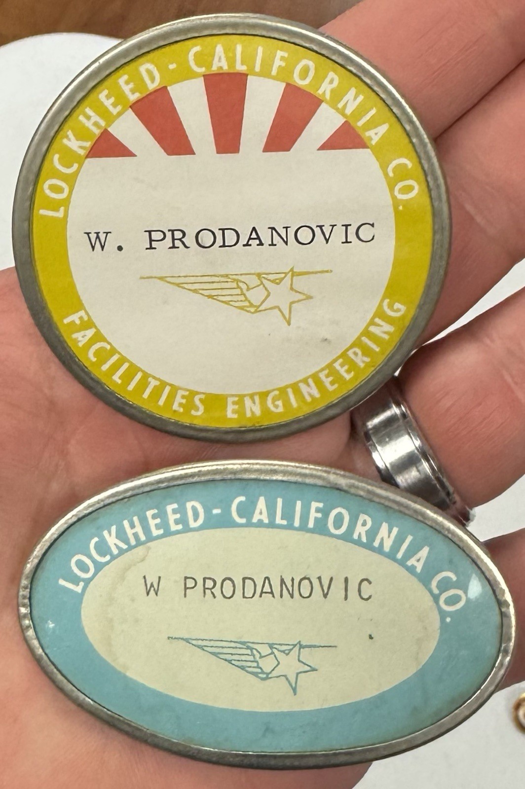 Vintage Lockheed Aircraft California Matching Pair Employee Badges 2.5\