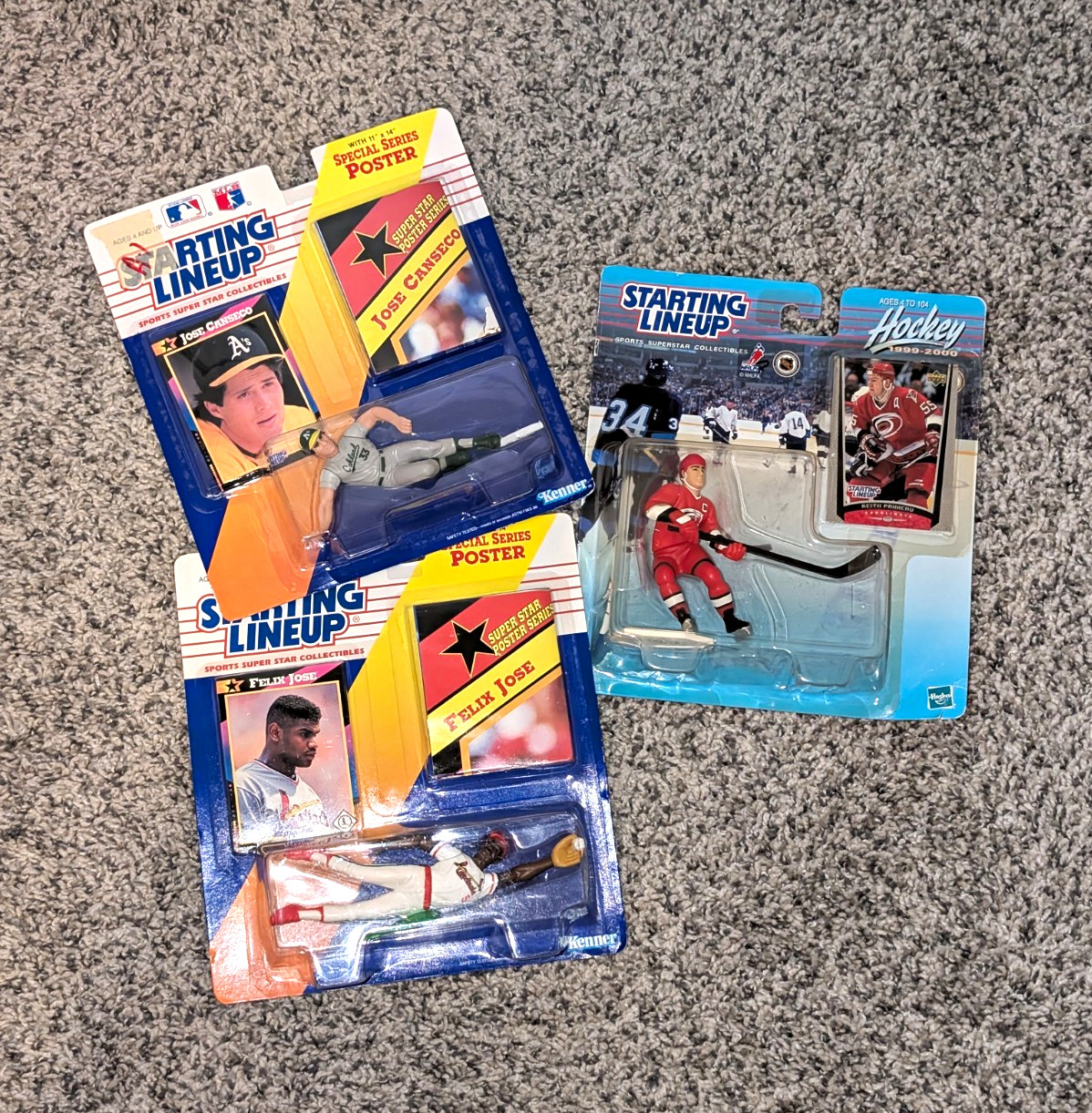 Kenner Starting Lineup 1992 Sealed Figure Lot (3) Canseco/Felix Jose + Poster