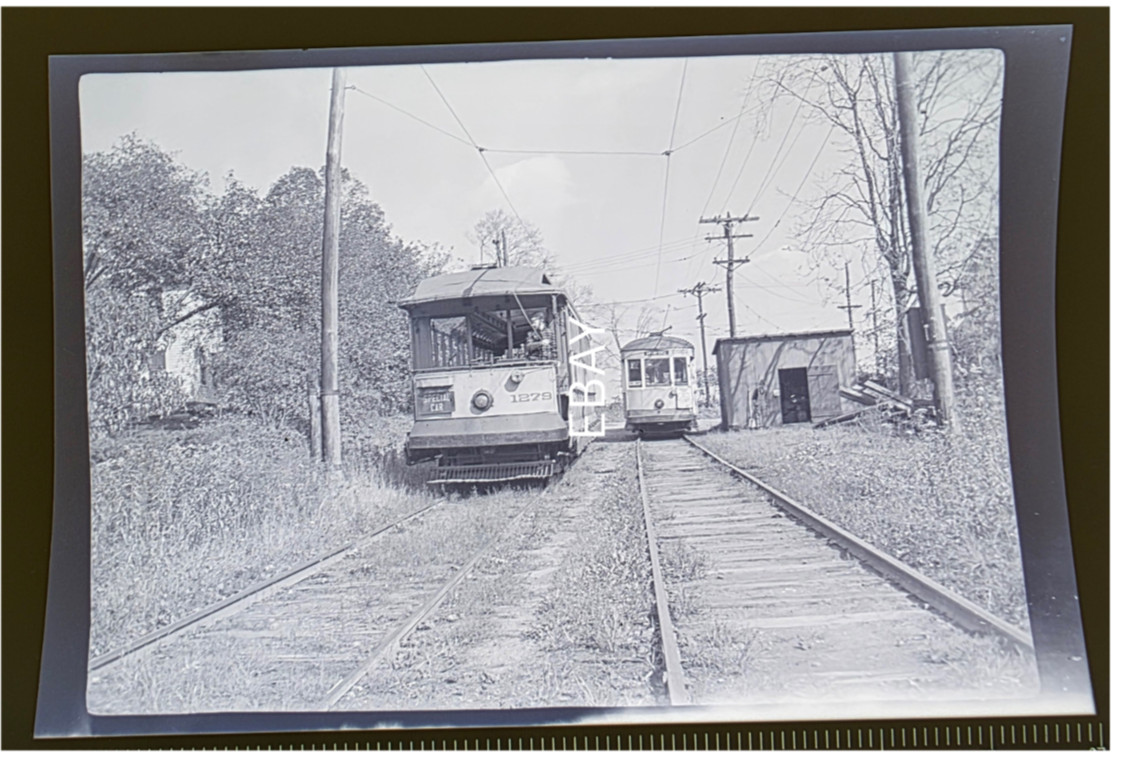 C. 1934 Connecticut Co. No 1279 Near Branford CT Trolley Photo Negative