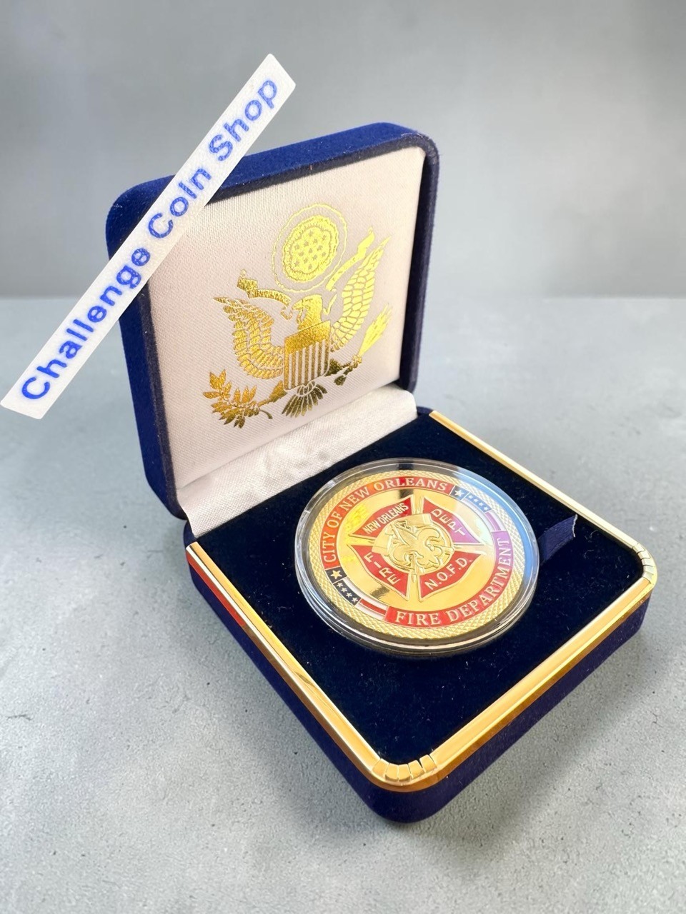 CITY OF NEW ORLEANS FIRE DEPARTMEMT CHALLENGE COIN in Velvet Case ·PERFECT GIFT·