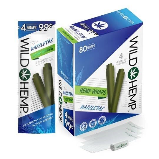 Wild H. Natural Wraps Rolling Papers 80 Total Wraps 20 Pouches (Razzletaz)