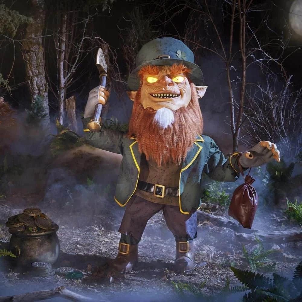 Cursed Clover Leprechaun 4.5 FT Wicked Woods Animated LED Halloween Decoration