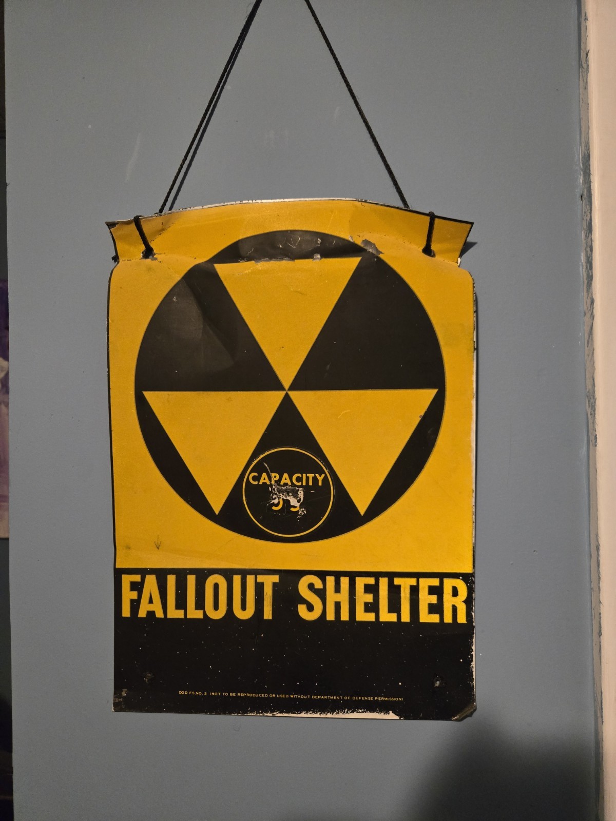 AUTHENTIC COLD WAR FALLOUT SHELTER SIGN – ORIGINAL CIVIL DEFENSE METAL SIGN
