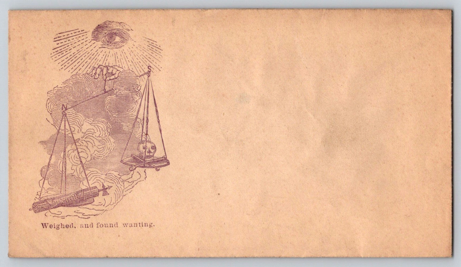 Civil War Patriotic Cover Weighed & Found Wanting Allegory Skull 1860s Envelope
