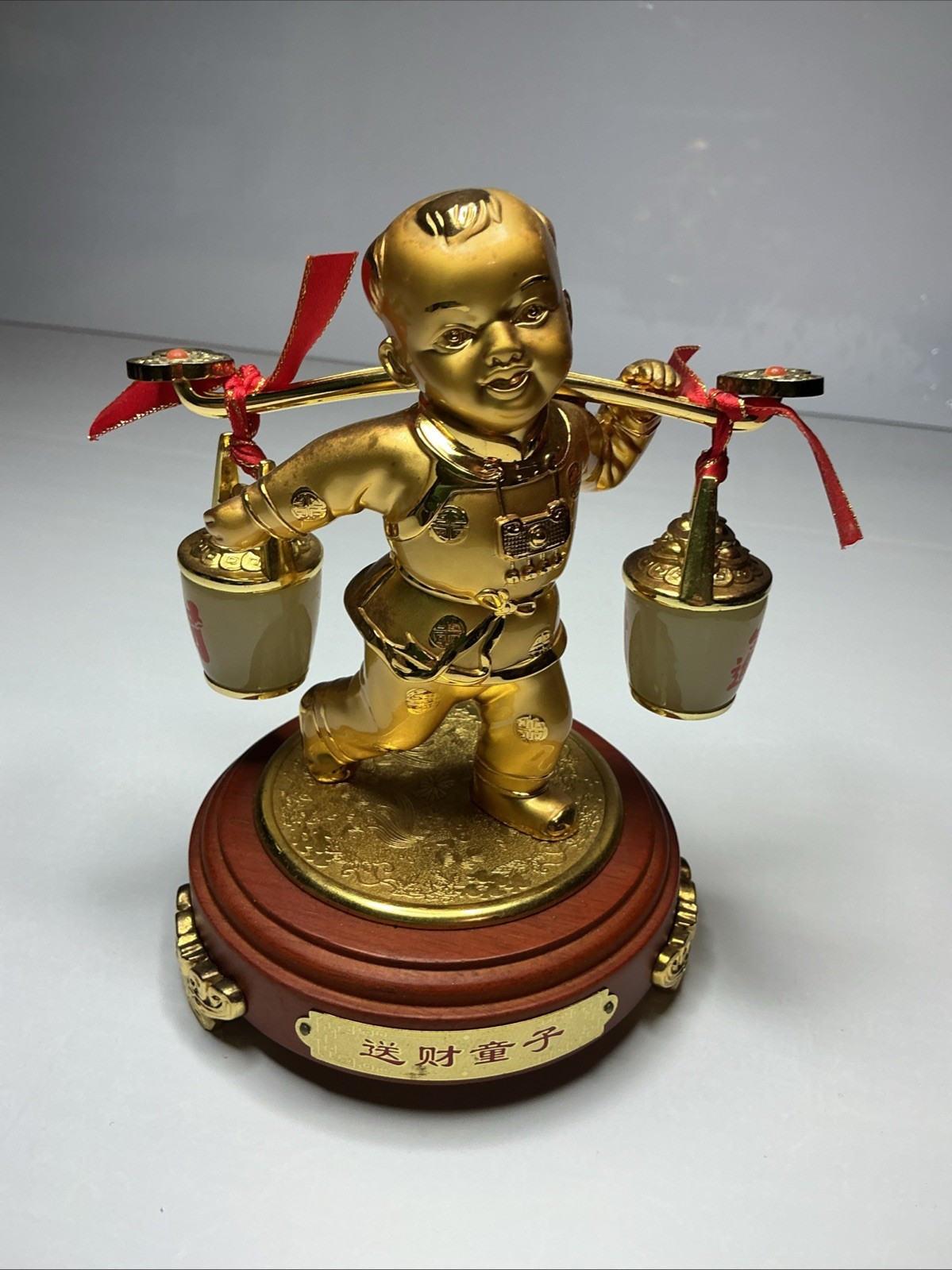 Rich Man Statue Child Ruyi Carrying Pool Treasure Gathering Bucket Yuanbao