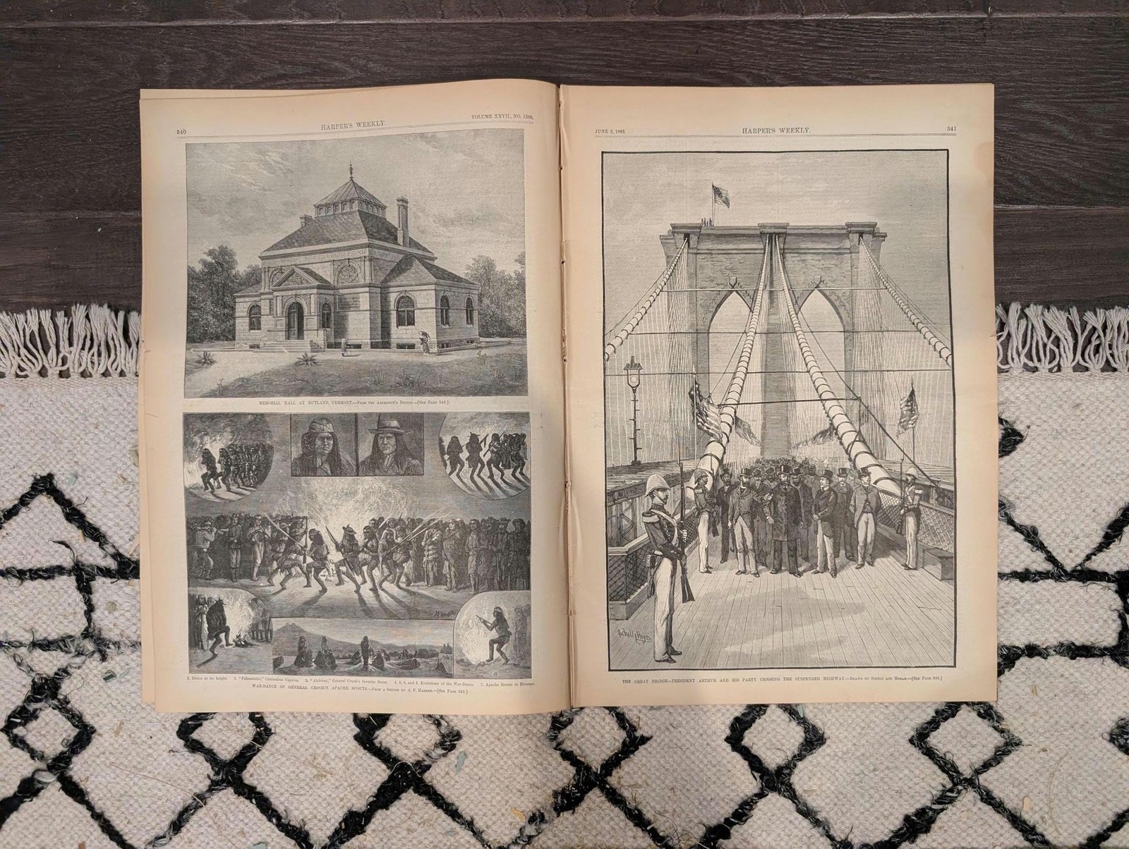 1883 Brooklyn Bridge Opening Harpers Weekly June 2 President Arthur Apache Scout