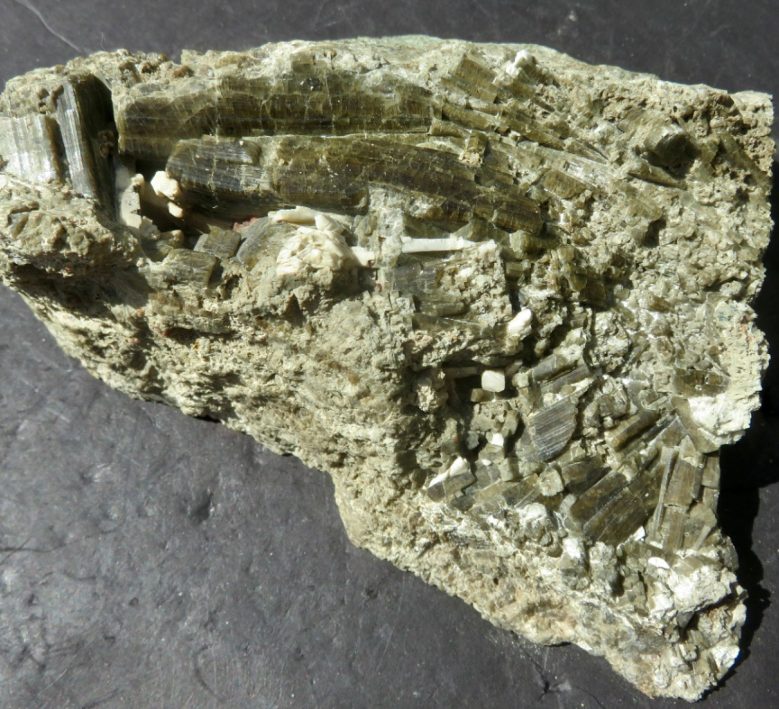 VESUVIANITE and SCAPOLITE  CRYSTALS    - Goodall Quarry -  Sanford, Maine.