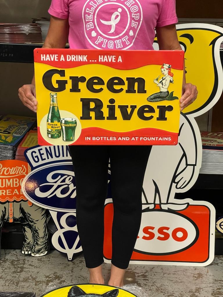 Antique Vintage Old Style Green River Soda Drink Mermaid Made USA