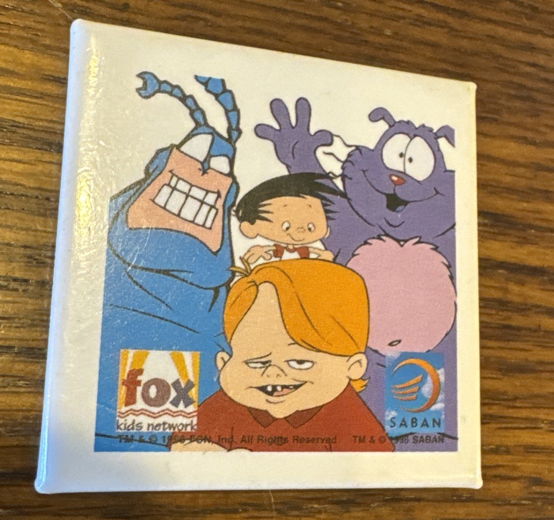 Rare Fox Kids Network Promotional Pinback Square Button The Tick Saban
