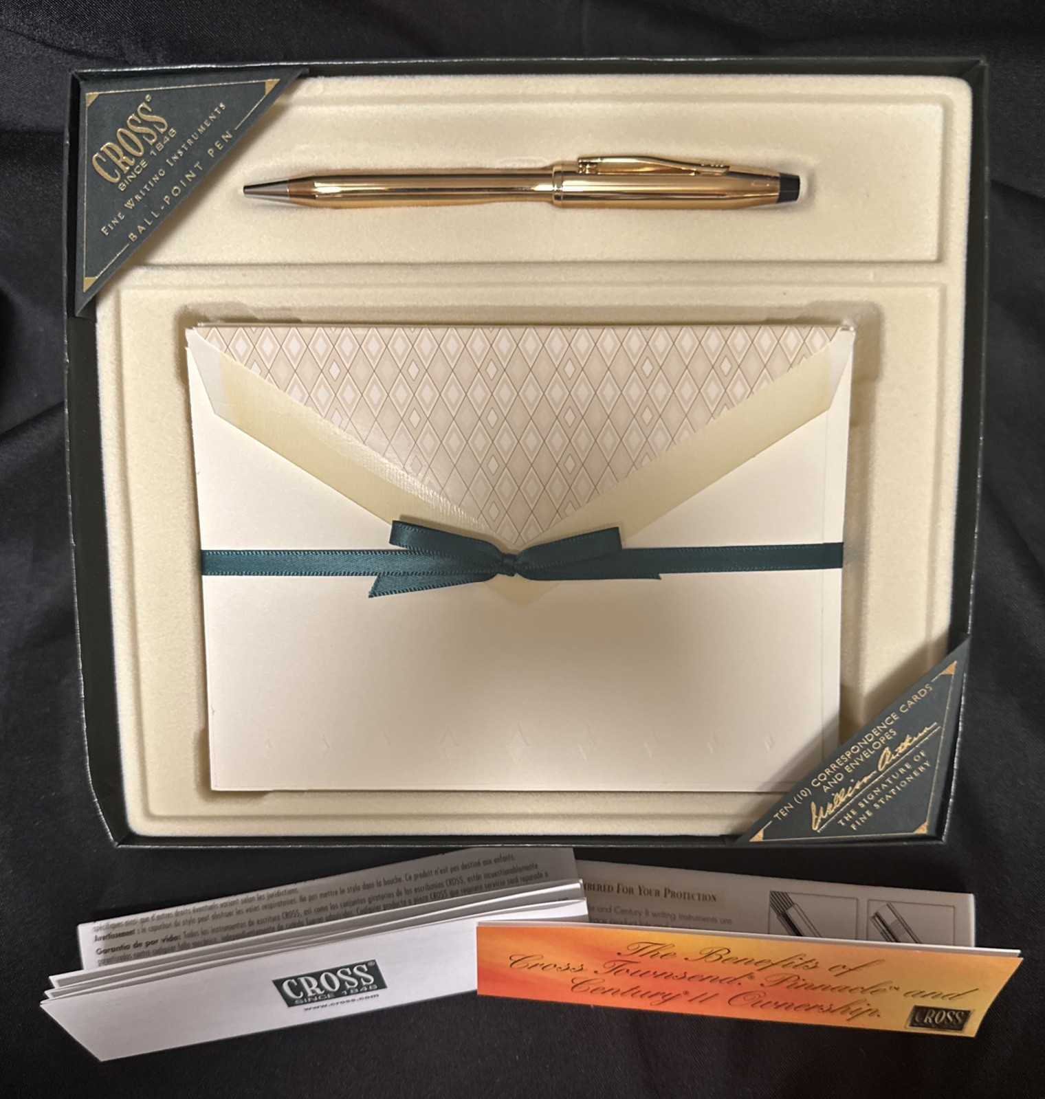 CROSS 23k Gold Plated Ballpoint Pen William Arthur Stationary Set 1990s NIB NOS