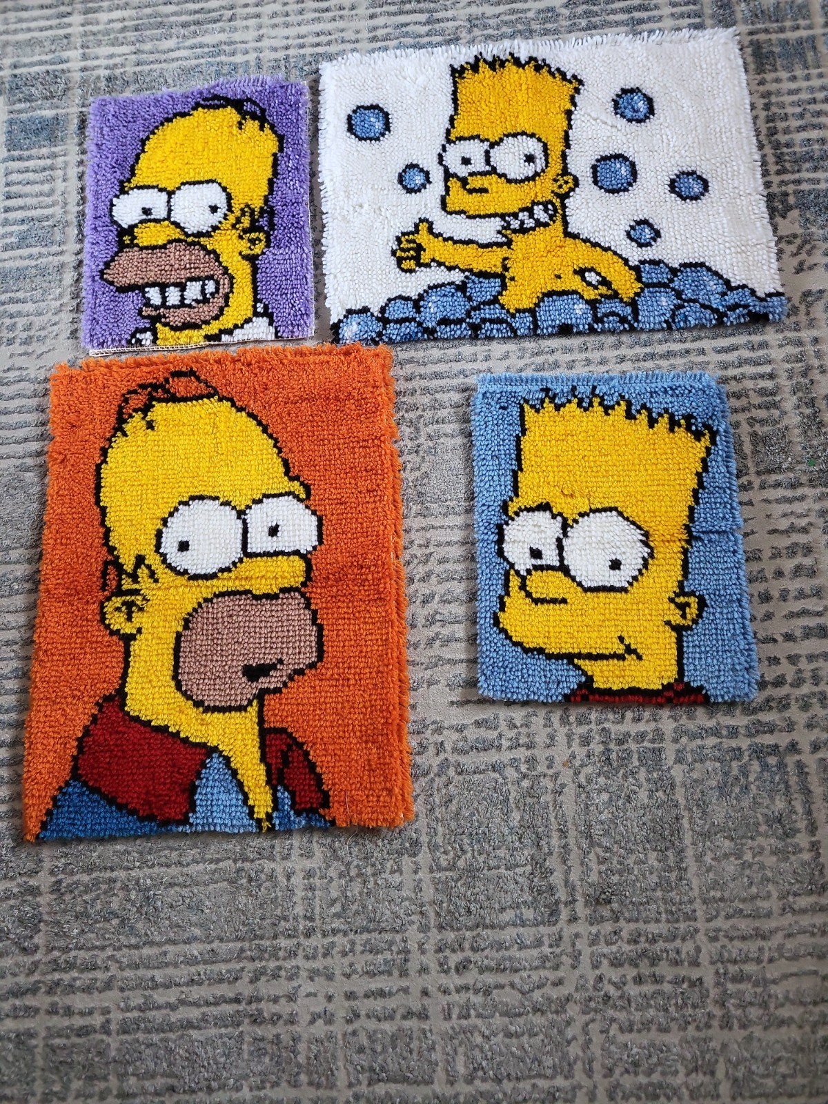Rare Homer And Bart Simpsons Rugs Set Of 4