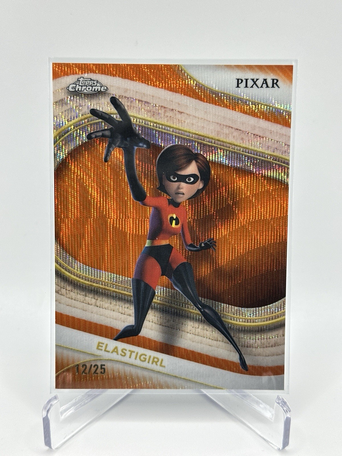2025 Topps Chrome Disney ELASTIGIRL The Incredibles Orange Wave Refractor /25