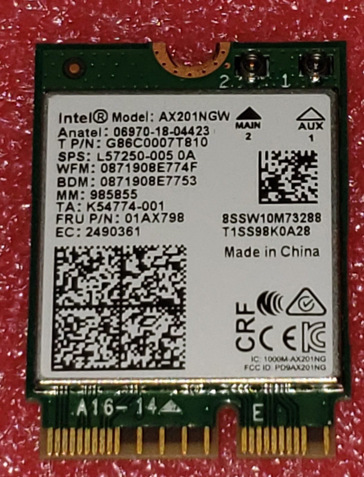 Intel AX201NGW WiFi 6E, 2.4Gbps 802.11ax. Bluetooth 5.3 MU-MIMO for Windows 10