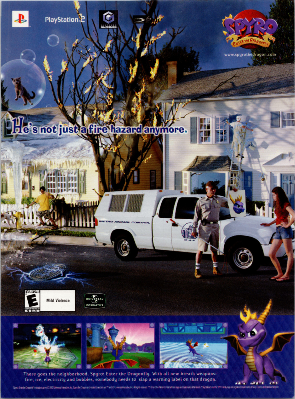 Spyro Enter the Dragonfly 2002 Poster Ad PS2 GameCube Video Game Print Y2K