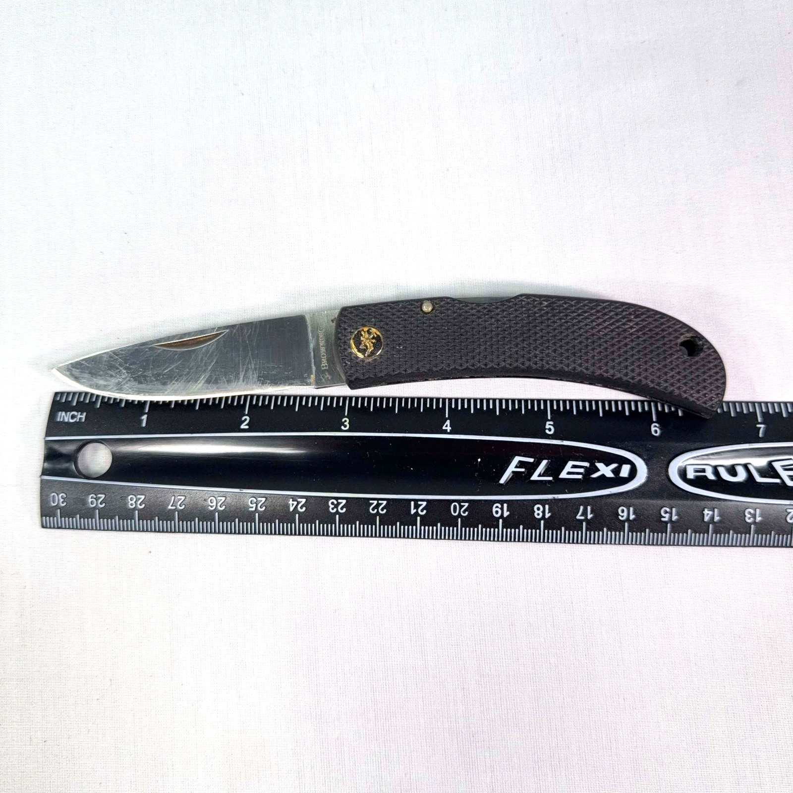 Vintage Browning Model 705 Japan Lockback Folding Pocket Knife Black Handle