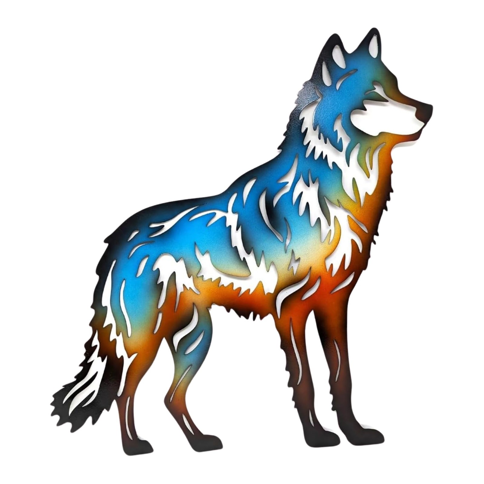 Stunning Metal Wolf Wall Art – Gradient Cutout for Home or Cabin Décor