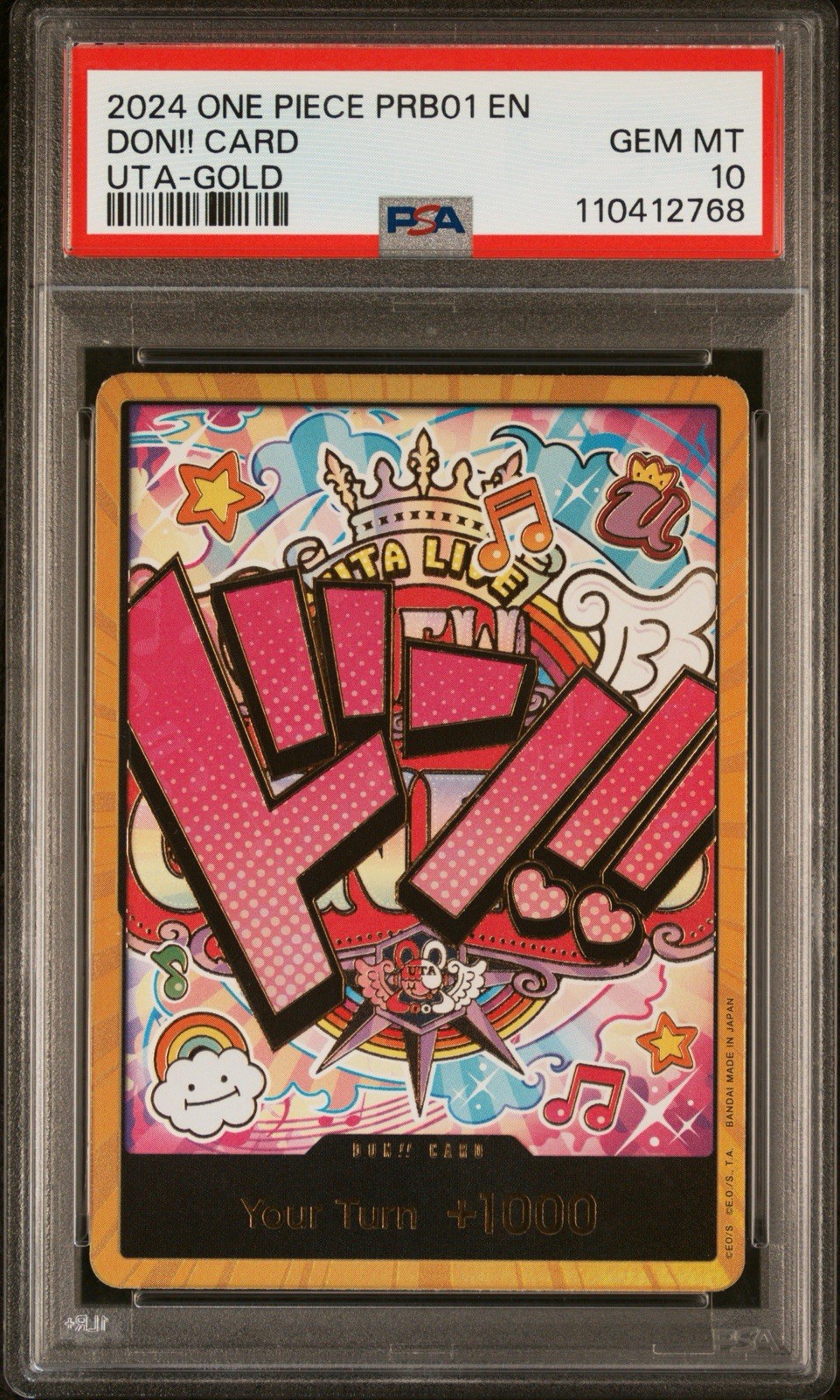 ONE PIECE CARD THE BEST- DON CARD UTA-GOLD PRB01 PSA 10
