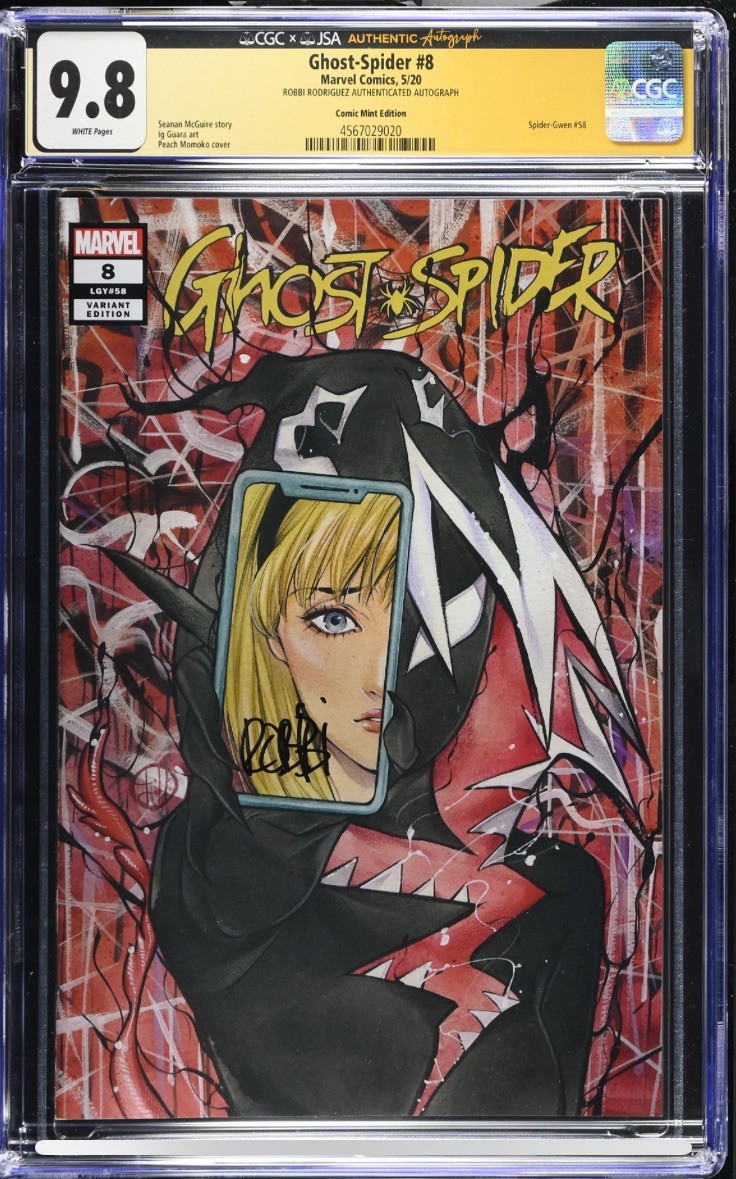 Ghost-Spider #8 Peach Momoko Variant CGC 9.8 JSA sig Robbi Rodriguez Marvel