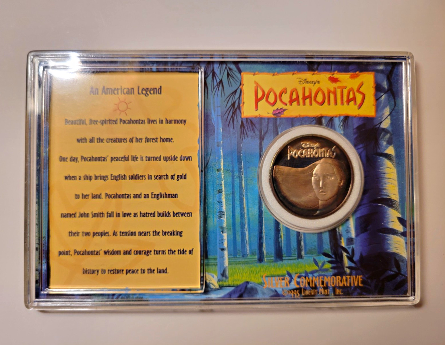 Liberty Mint Disney Pocahontas 1995 Silver Commemorative Coin Medallion