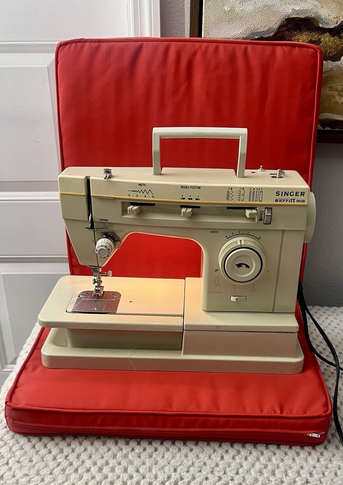 Singer Merritt 4525 Free Arm Sewing Machine w/ Foot Pedal & Case - Vintage WORKS