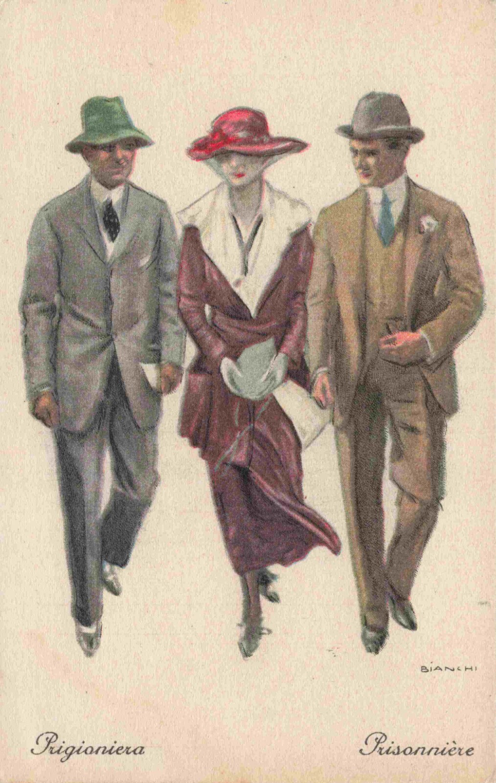 Vintage Glamour Fashion Bianchi Captive Prisoner Artist Signed #2041 Postcard